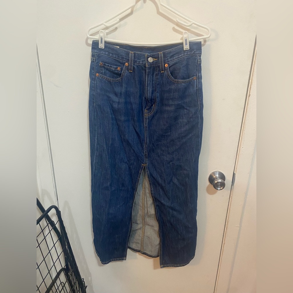 Levi's Blue Denim Midi Skirt